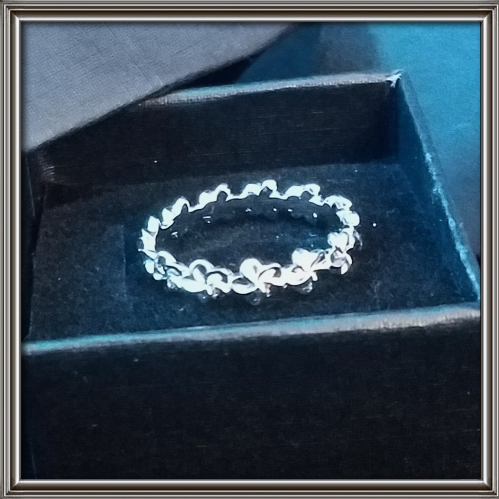 Plumeria eternity band sterling silver .925 stamp